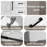 BUPWHEK 30” Luxurious Bathroom Vanity with Ceramic Sink Combo, White Bathroom Cabinet with 1 Soft Closing Door & 3 Full Extension Drawers, Faucet and Pop Up Drain Included BUPWHEK