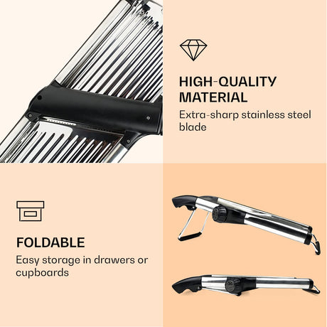 Gramercy Adjustable Mandoline Food Slicer, Mandoline Slicer for Kitchen, Mandolin, Potato, Tomato, Carrot, Vegetable, Fruit and Onion Cutter - Stainless Steel - INCLUDING 1 Pair Cut-Resistant Gloves Gramercy Kitchen Company