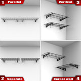 WALMANN 2 Pack Garage Wall Shelves, 2 x 4 ft/24 * 48 inch Wall Mounted Storage Shelves for Garage Heavy Duty Wall Shelving, Holds Up to 220 Lbs(Black) WALMANN