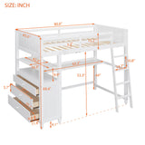 Harper & Bright Designs Twin Size Loft Bed with Desk and Dresser, Wooden Loft Bed Twin with Storage Drawers and Shelves for Kids Teens Adults, No Box Spring Needed, White Harper & Bright Designs
