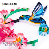 Uniquilling Quilling Kit, Paper Quilling Kits, 8 * 10-in Flower& Hummingbird Paper Filigree Kits with Quilling Tools& Using Manual, DIY Quilling Artwork Modern Wall Art for Living Room Uniquilling