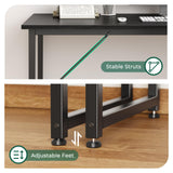 Huuger Computer Desk, 55 Inch Office Desk, Gaming Desk with Storage, Writing Desk Work Desk for Home Office, Study, Modern Simple Desk, Large Legroom, Metal Frame, Black Huuger