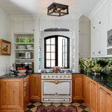 Farmhouse Flush Mount Ceiling Light, 4-Lights Rustic Wood Square Ceiling Light Fixture Kitchen Light Fixture, Farmhouse Light Fixtures for Dining Room Kitchen Livingroom Bedroom Porch JWLUYN