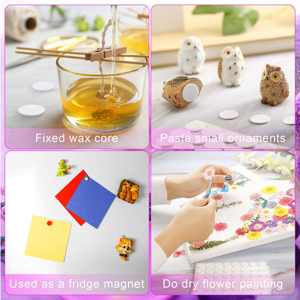 Zonon 1120 Pieces 20 Sheets Candle Making Wick Stickers Double-Sided Heat Resistance Hot Wax Wick Stickers for Candle Making(15 mm,White) Zonon