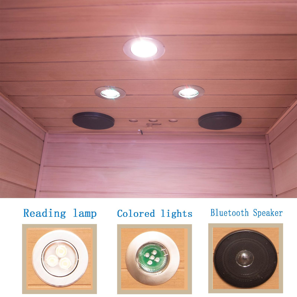 KUNSANA Red Cedar Personal Indoor Infrared Sauna Room, Low EMF Far-Infrared Sauna, Dual LCD Control Panel Inside and Outside,Bluetooth Speaker, Tempered Glass Door with Far Infrared Heating Panel KUNSANA