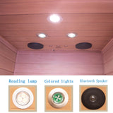 KUNSANA Red Cedar Personal Indoor Infrared Sauna Room, Low EMF Far-Infrared Sauna, Dual LCD Control Panel Inside and Outside,Bluetooth Speaker, Tempered Glass Door with Far Infrared Heating Panel KUNSANA