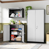 INTERGREAT Metal Storage Cabinet, 72" Tall Locking Storage Cabinet with 2 Doors and 4 Adjustable Shelves, Steel Tool Locking Cabinet for Home Office, Warehouse, School (Black Grey) INTERGREAT