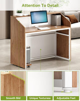 LITTLE TREE 47-Inch Reception Desk with Counter, Oak Front Desk Reception Room Table, Retail Counter for Checkout, Modern Welcome Desk for Lobby, Office, Beauty Salon LITTLE TREE