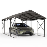 Gotland 12FT x 22FT Heavy Duty Metal Carport, Outdoor Garage Car Shelter with Reinforced Steel Frame, Galvanized Metal Roof, Weather-Resistant Canopy for Cars (Black) Gotland