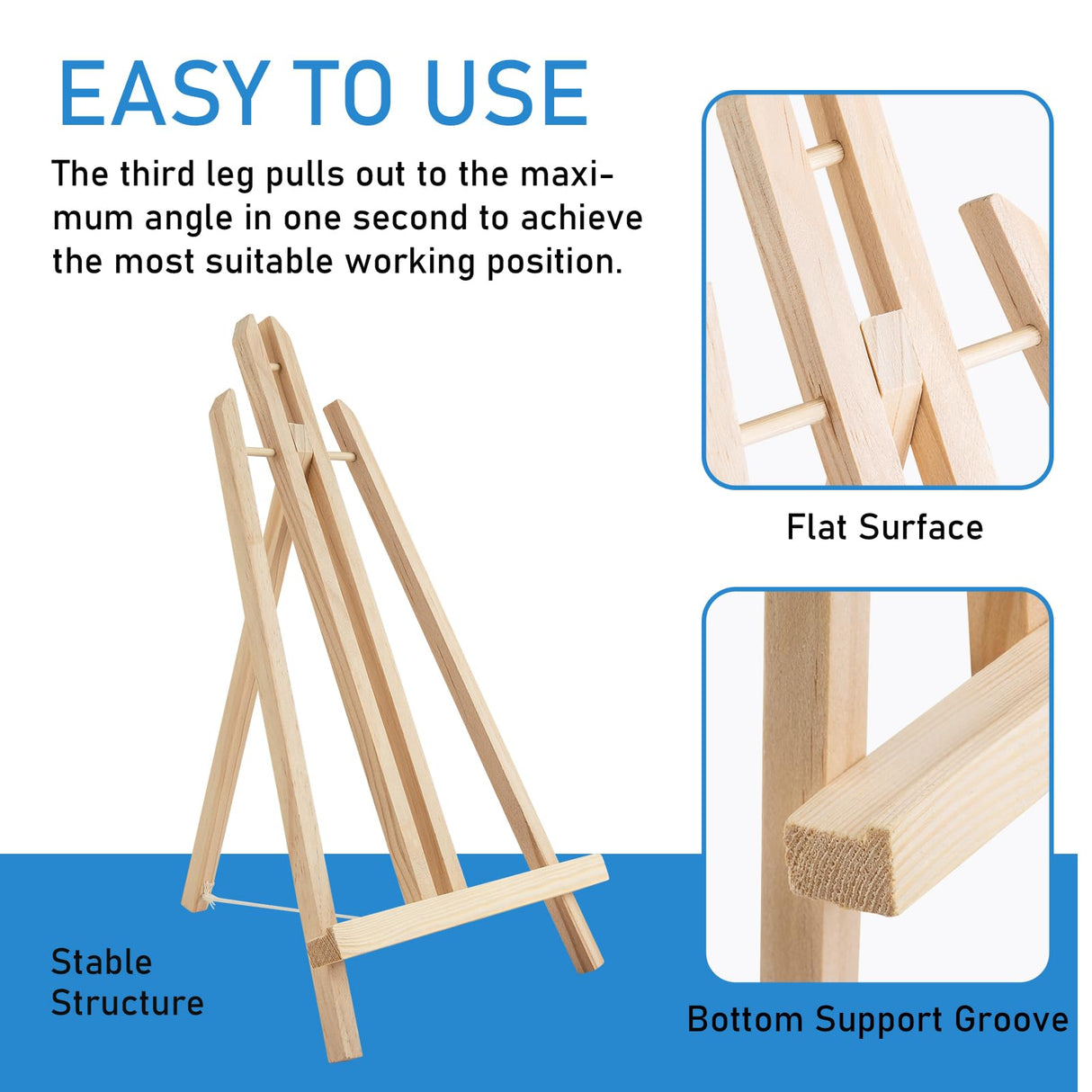 Falling in Art 16 Inch Wood Easel Stand, Tabletop Display Stand A-Frame Artist Easel for Painting Canvas, Portable Photo, Picture and Sign Holder (4 Pack) Falling in Art