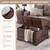 JXQTLINGMU Farmhouse Coffee Table, Square Wood Center Table with Large Hidden Storage Compartment for Living Room, Rustic Cocktail Table with Hinged Lift Top for Home, Brown JXQTLINGMU