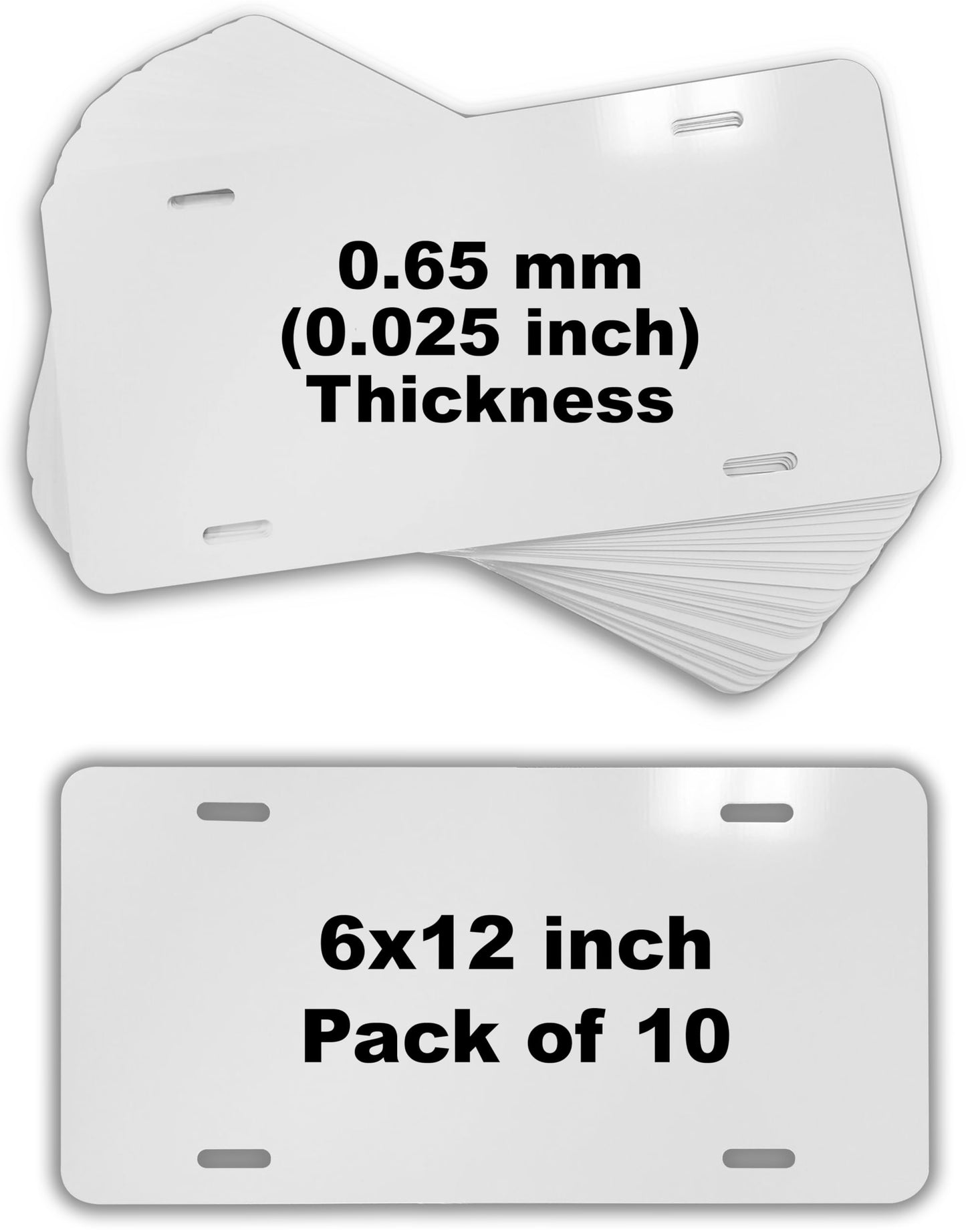 10 Pack of Sublimation License Plate Blanks 6"x12" inch, Thickness 0.65mm (0.025 inch), Metal Aluminum License Plates for Custom Sublimation Designs-10 Pack