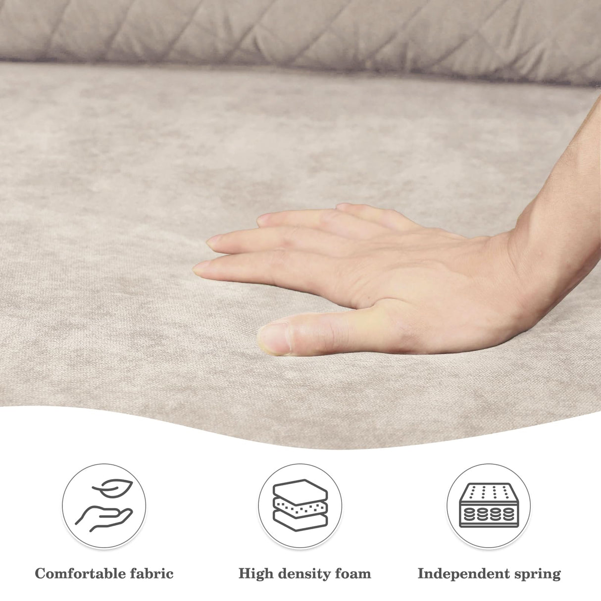 Vesgantti 65" Beige Loveseat, Comfy Mid-Century Modern 2-Seat Sofa, No-Tool Assembly Small Couch for Living Room & Bedroom Vesgantti