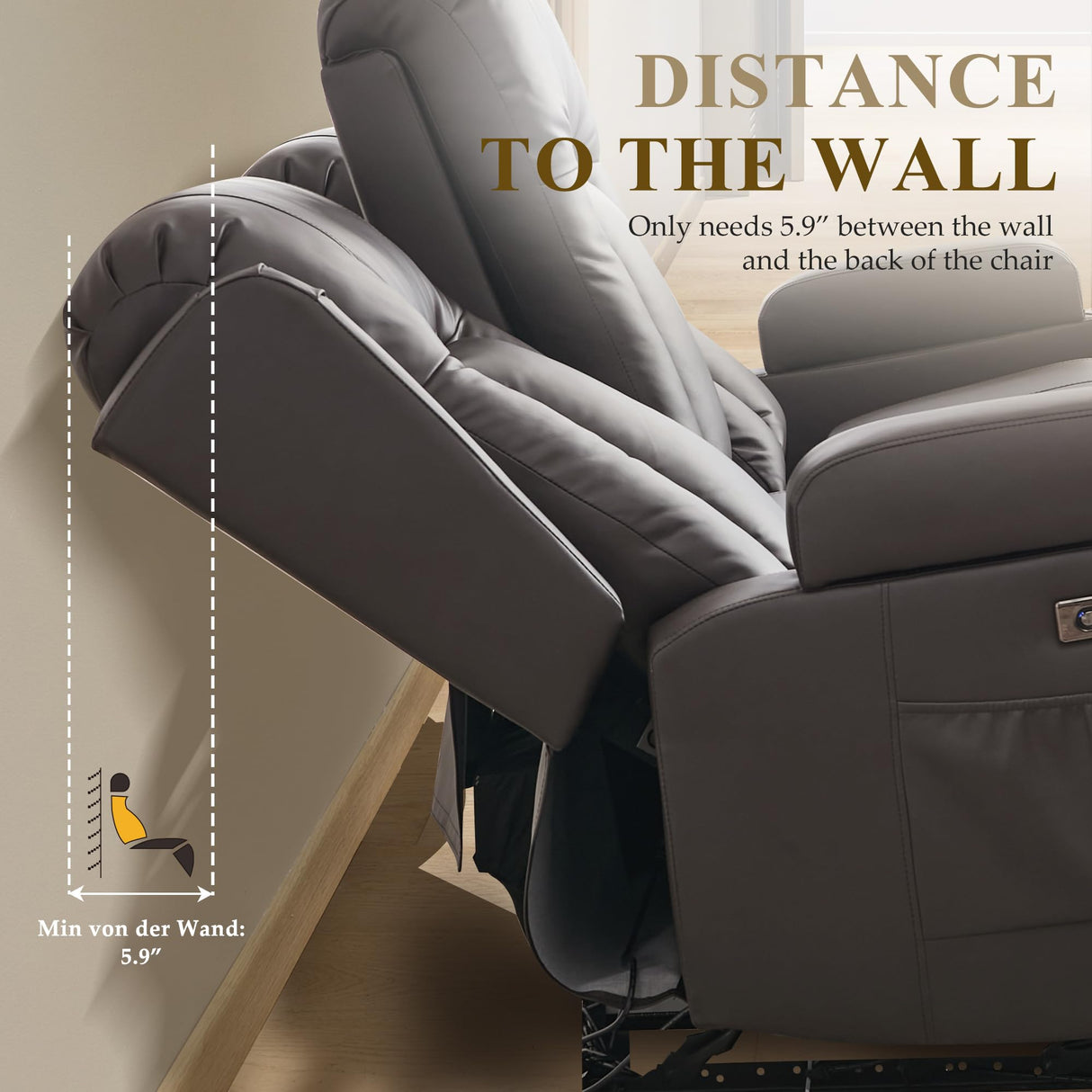 URRED Loveseat Recliner Sofa with Massage and Heat, Power Reclining Loveseat Sofa RV Couch Home Theater Seating with LED Lights, Cup Holders, Side Pockets, USB, Pillows, Faux Leather, Dark Brown URRED