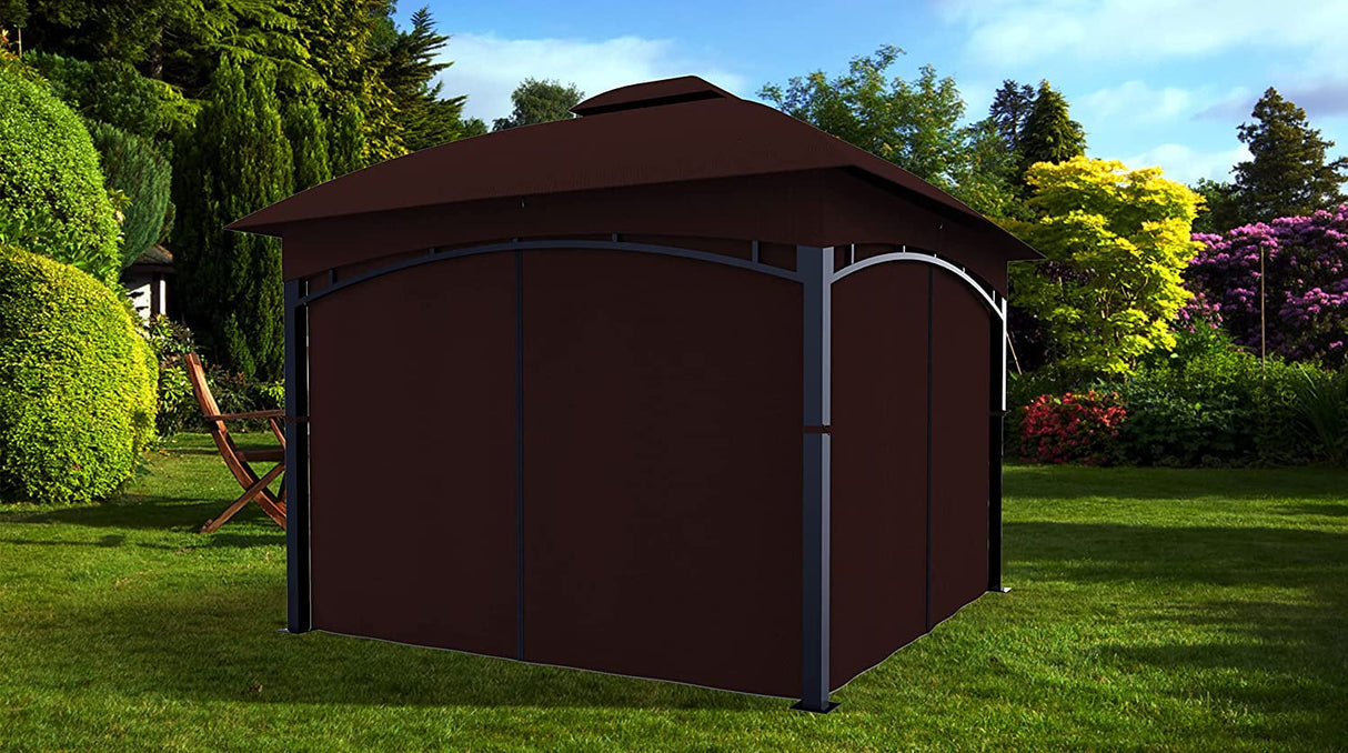 COZYVIDA Gazebo Universal Replacement Privacy Curtains 4-Panels sidewall with Zipper (ONLY CURTAIN) (10' x 13', Coffee) COZYVIDA