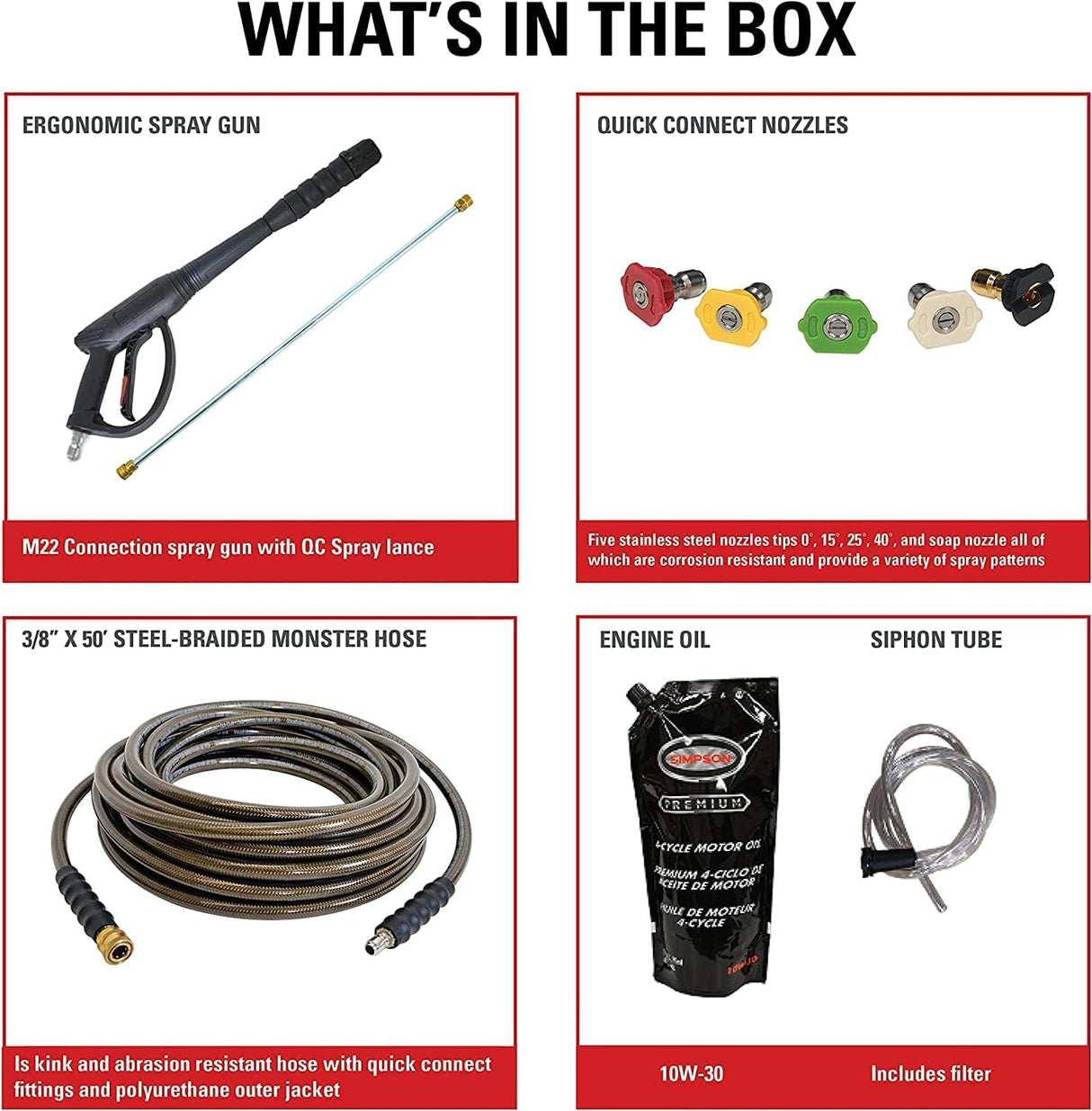 SIMPSON Cleaning PS60843 PowerShot 4400 PSI Gas Pressure Washer, 4.0 GPM, CRX 420cc Engine, Includes Spray Gun and Extension Wand, 5 QC Nozzle Tips, 3/8-inch x 50-foot Monster Hose, 49-State SIMPSON