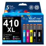 Valuetoner Remanufactured Ink Cartridge Replacement for Epson 410XL Ink Cartridges 5 Pack 410 T410XL for Expression XP-7100 XP-530 XP-630 XP640 XP-830 XP635 (Black, Cyan, Magenta, Yellow, Photo Black) Valuetoner