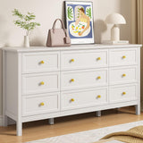 LYNSOM 59" White Dresser for Bedroom, 9 Drawer Wood Dresser with Gold Handles, Wide Large Dressers & Chests of Storage Drawers for Hallyway, Entryway LYNSOM