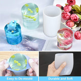 2 Pack Silicone Resin Flower & Candle Mold - Round & 3D Cylinder Molds for Handmade Candles & Soap ESEDAGE
