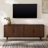 Walker Edison Genia Mid-Century Modern Solid Wood Stand for TVs up to 65 Inches, Walnut Walker Edison