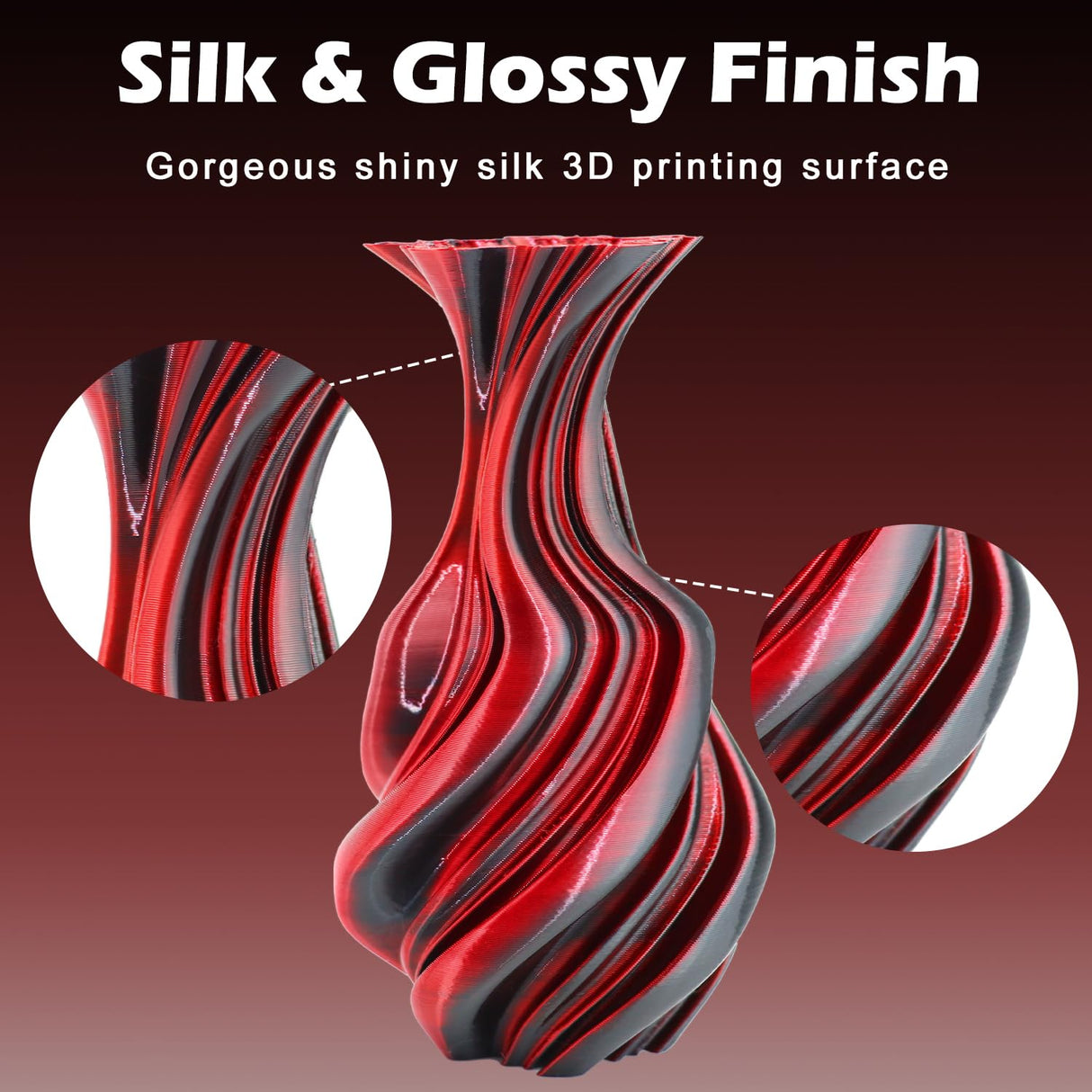 Goto Guard Silk PLA 3D Printer Filament, Dual Color Filament Black-Red 3D Printing Filament, Coextrusion Color Change PLA Filament 1.75mm +/-0.02, 1KG/2.2lb Goto Guard