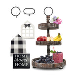 AONEHOME Adjustable 3 Tiered Tray Stand with 3 pcs Farmhouse Decor for Party AONEHOME