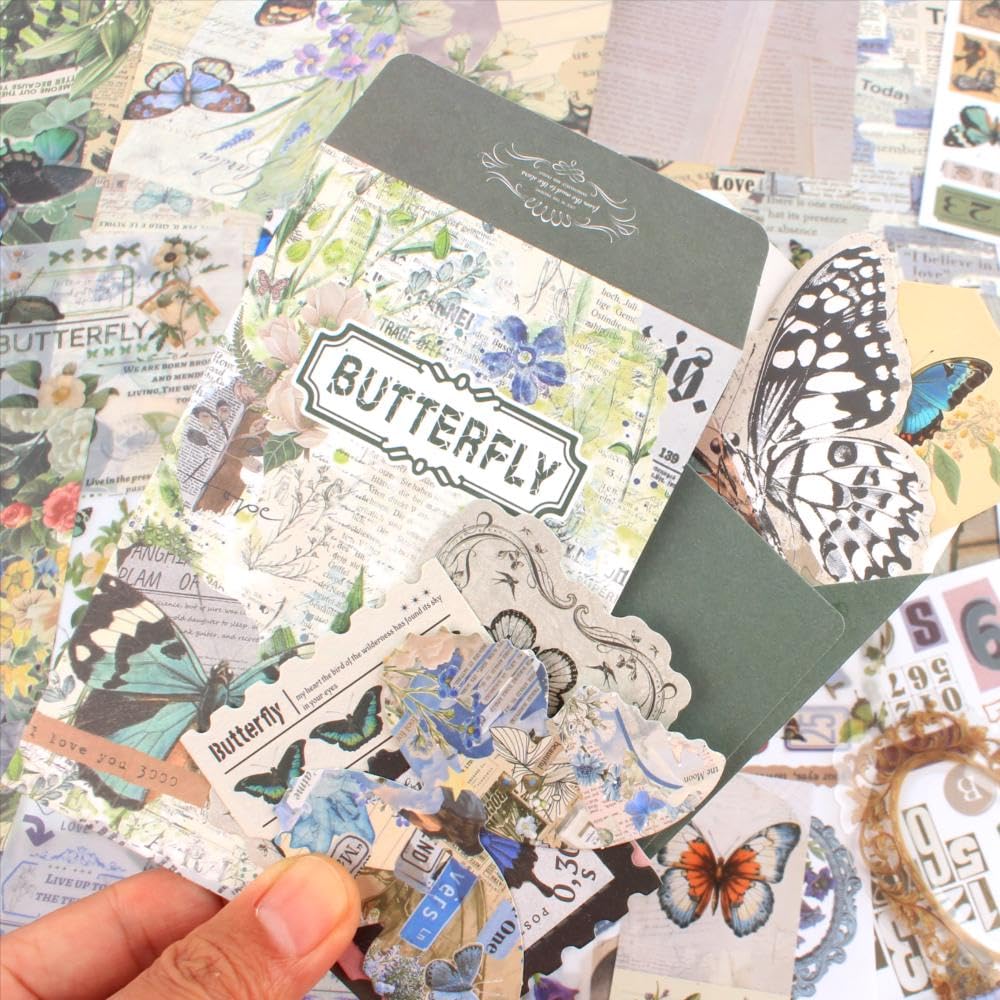 Diuhofart Scrapbook Kits for Adults Women, Aesthetic Stationery Scrap Booking Supples Kit with A6 Grid Notebook for Junk Journal Supplies, DIY Paper Craft Art Materials Diuhofart