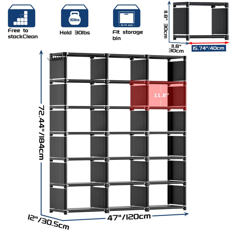 Mavivegue 18-Cube Extra Large Storage Organizer - Versatile Black Bookshelf for Home and Office Mavivegue