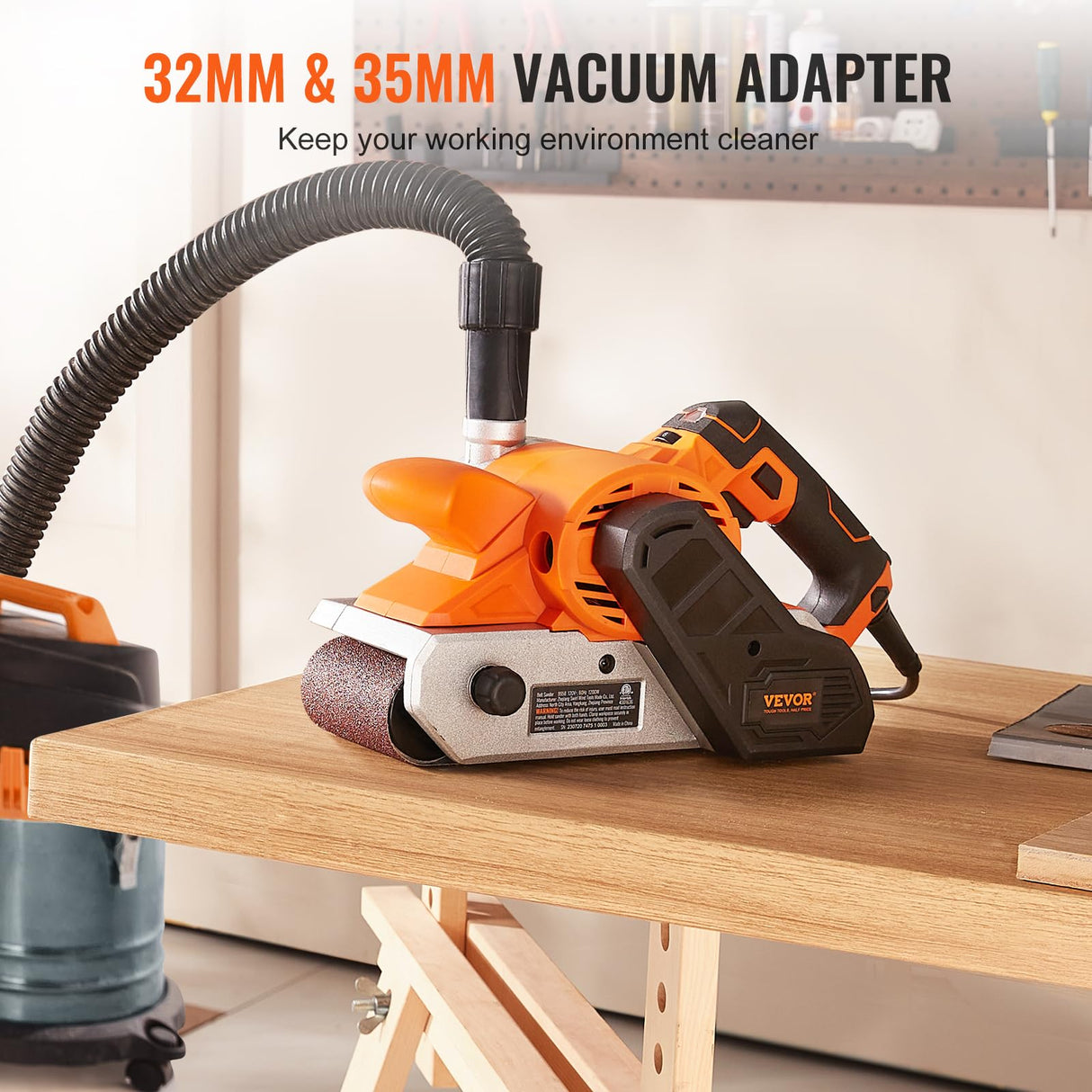 VEVOR 10AMP Belt Sander, 4" x 24" Belt Sanders for Woodworking with 6 Speeds 274-480 m/min, Powerful Sander Machine with 2 in 1 Vacuum Adapter, 2 Dust Bags, 2 Sanding Belts VEVOR