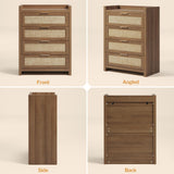 SICOTAS Dresser for Bedroom Chest of Drawers Tall Dresser with 4 Rattan Drawers Wood Dresser for Closet Boho Clothes Storage Tower Large Nightstand Sets for Living Room Hallway Nursery Entryway SICOTAS