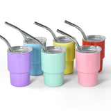 AGH 3 oz Mini Tumbler Shot Glass with Straw and Lid Colored Stainless Steel Sublimation Tumblers Cute Double Wall Vacuum Insulated Cups, 6 Pack AGH