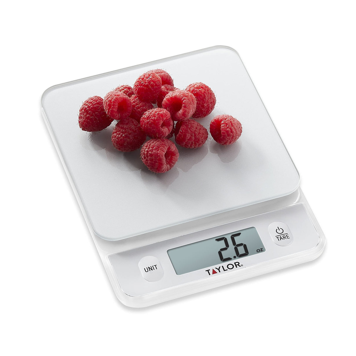 Taylor Glass Top Food Scale with Touch Controls, 11 lb Capacity, Sleek Silver Design, Accurate and Easy-to-Use Scale for Cooking and Baking Taylor
