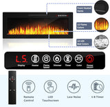 PUKAMI 70" Floating TV Stand with 36" Electric Fireplace,Wall Mounted Fireplace Entertainment Center with LED Lights and Highlight Storage Cabinet for TVs up to 80", for Living Room (Black) PUKAMI