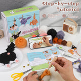 OEHPICC Cat Coasters Needle Felting Kit,Needle Felting Starter Kit,Wool Felting Kit with Wool Roving, Foam Pad and Instructions for DIY Felting Starters OEHPICC