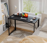 Coavas 39.4 inch Folding Desk No Assembly Required, Writing Computer Desk Space Saving Foldable Table Simple Home Office Desk, Black Wood Coavas