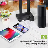 Set of 2 Touch Control Table Lamp with 2 USB Ports, 3-Way Dimmable Modern Nightstand Lamp Sets Bedside Touch Desk Lamp with Fabric Cream Shade For Bedroom Table Living Room Reading, Included Bulbs TOBUSA