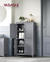 VASAGLE Bathroom Floor Storage Cabinet, Bathroom Storage Unit, Freestanding Cabinet with 4 Doors, Adjustable Shelves, 11.8 x 23.6 x 43.3 Inches, Mystic Gray UBBC552P36 VASAGLE
