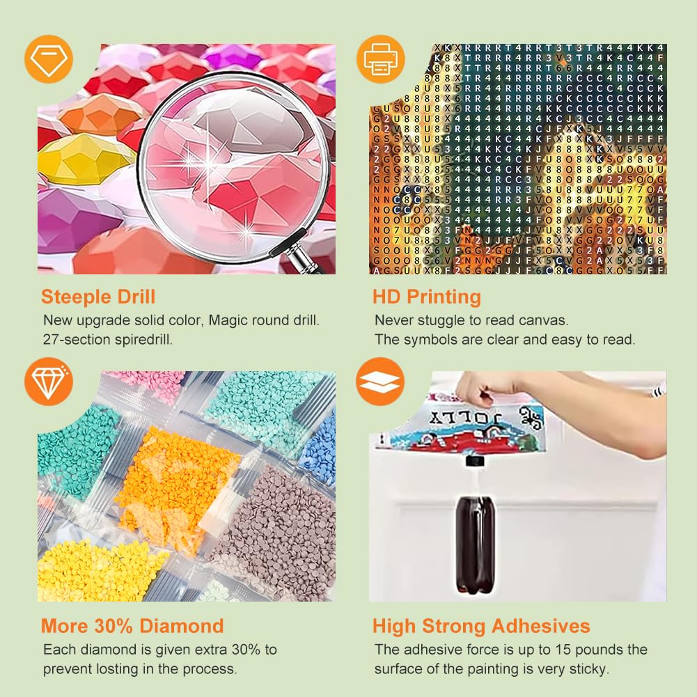 Acudotr Tiger Diamond Painting Kits for Adults, 5D DIY Diamond Art Kits for Beginners, Full Drill Diamond Painting Kits for Home Wall Decor, 12x12 Inch Acudotr