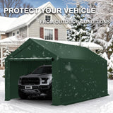 Carport, 10x20ft Heavy Duty Car Port, Portable Garage with Removable Sidewalls & Doors, Car Canopy with All-Season Tarp for Car Boat Truck Party (SGreen) TANGJEAMER