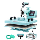 VEVOR Heat Press Machine, 5 in 1 Heat Transfer Machine with 30 oz Tumbler Press, 15 x 15 inch, 360° Swing Away T-Shirt Pressing, Digital Precise Control, for T-Shirts/Mugs/Hats/Plates, Green VEVOR