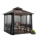 Hisecome 10' x 12' Gazebo Universal Replacement Mosquito Netting,Black Outdoor Canopy Net Screen 4-Panel Sidewall Curtain, with Zippers,Mosquito Netting（Only） Hisecome