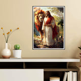 Reofrey DIY Diamond Art Kits for Adults Jesus, Lions Full Drill Round Rhinestone Diamond Painting Kits for Adults, Cross Stitch Embroidery Canvas for Crafts Home Wall Decor 30x40cm Reofrey