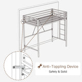 Stylish White Twin Loft Bed with Safety Guard and Removable Ladder by ikalido ikalido