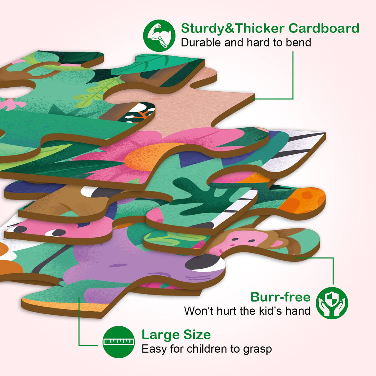 TAOZI&LIZHI Jumbo Jigsaw Puzzles, Jungle Animals, Large Floor Puzzle for Kids Ages 3-5, 4-8, Christmas Toddler Puzzles with Hand-held Gift Box, Preschool Learning & Education Toys(46 pcs, 2 x 3 feet) TAOZI&LIZHI