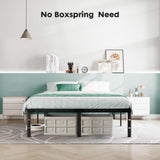 Sweetcrispy Queen Bed Frame - Heavy Duty Metal Platform Bed Frames Queen Size with Storage Space Under Frame, No Box Spring Needed, 14 Inches, Sturdy Steel Slat Support Sweetcrispy