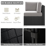 LayinSun 15 Piece Patio Furniture Set with Fire Pit Table, Outdoor Conversation Sets Wicker Rattan Sectional Sofa with Coffee Table LayinSun