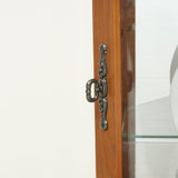 Lighted Corner Display Curio Cabinet Wooden Shelving Unit with Tempered Glass Door, Bar and Liquor Storage Area with 5 Shelves, Wine Cabinet, Oak CQSXDA