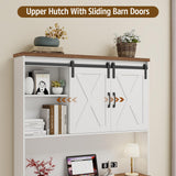 67.7 Inch Farmhouse Pantry Storage Cabinet with Sliding Barn Doors, 2 Drawer Farmhouse Coffee Cabinet with Adjustable Shelf, Buffet Cabinet with Buffet Cupboard for Kitchen, Livingroom Vabches