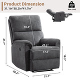 HAOMARKETS Power Recliner Chair for Adults with USB Port, Breathable Fabric Electric Recliners with High Back, Single Overstuffed Heavy Duty Reclining Sofa for Small Spaces Living Room Bedroom HAOMARKETS
