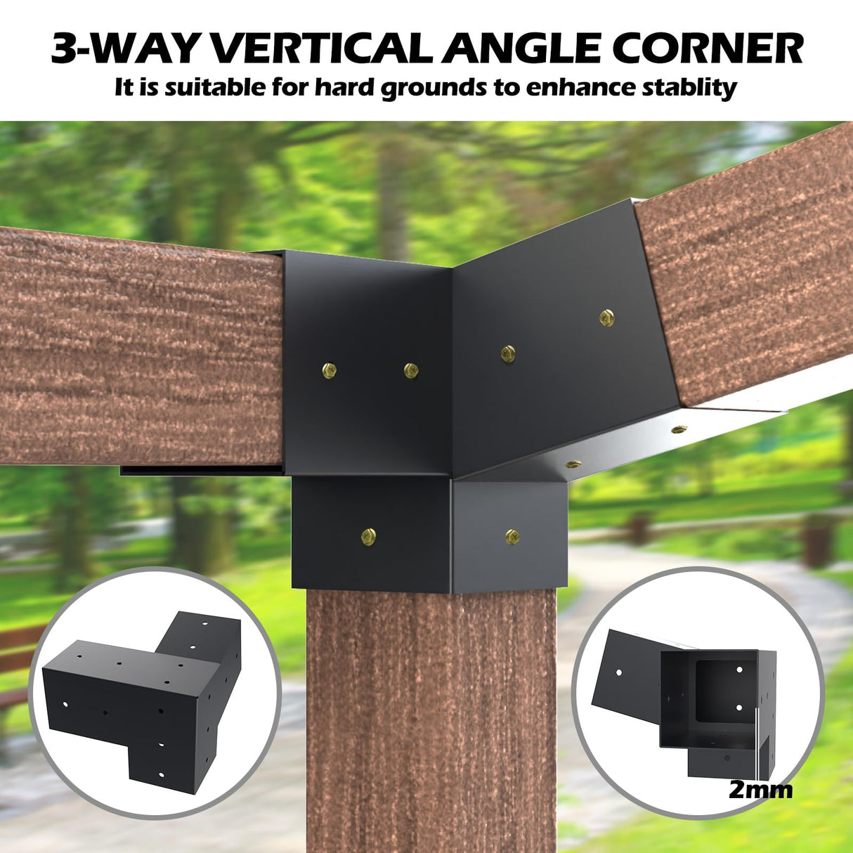 Grehitk Pergola Kit with Brackets, 15°Slanted Roof Pergola Bracket Kit, Roof Wall Mount Extension Bracket Kit 3-Way Brackets for Pergolas,Log Cabin Outdoor Pergola 4"x 4" (Actual 3.5" X 3.5") Lumber Grehitk